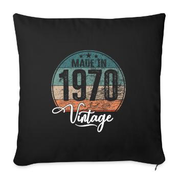 Millésime Fabriqué en 1970 Année de naissance 1970 Anniversaire - Housse de coussin décorative 45 x 45 cm - noir - Devant