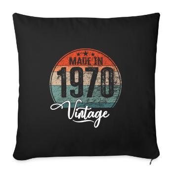 Millésime Fabriqué en 1970 Année de naissance 1970 Anniversaire - Housse de coussin décorative 45 x 45 cm - noir - Devant