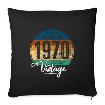 Millésime Fabriqué en 1970 Année de naissance 1970 Anniversaire - Housse de coussin décorative 45 x 45 cm - noir - Devant