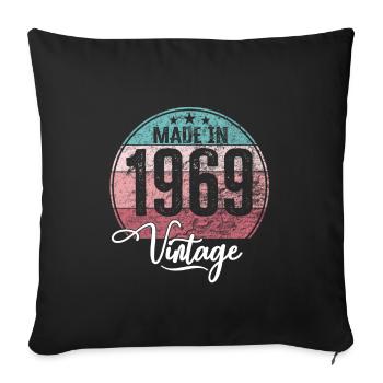 Millésime Fabriqué en 1969 Année de naissance 1969 Anniversaire - Housse de coussin décorative 45 x 45 cm - noir - Devant