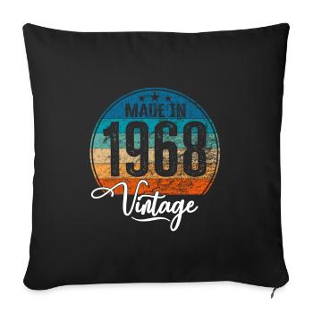 Vintage Fabriqué en 1968 Année de naissance 1968 Anniversaire - Housse de coussin décorative 45 x 45 cm - noir - Devant