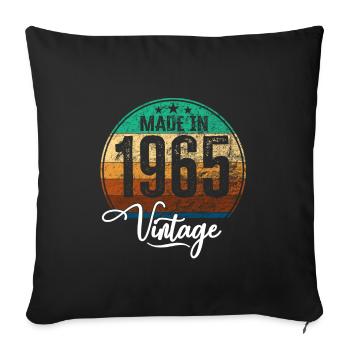 Millésime Fabriqué en 1965 Année de naissance 1965 Anniversaire - Housse de coussin décorative 45 x 45 cm - noir - Devant