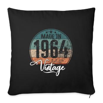 Millésime Fabriqué en 1964 Année de naissance 1964 Anniversaire - Housse de coussin décorative 45 x 45 cm - noir - Devant