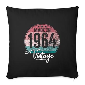 Millésime Fabriqué en 1964 Année de naissance 1964 Anniversaire - Housse de coussin décorative 45 x 45 cm - noir - Devant