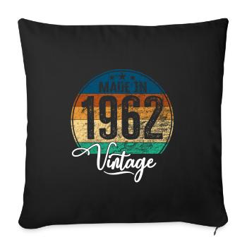 Millésime Fabriqué en 1962 Année de naissance 1962 Anniversaire - Housse de coussin décorative 45 x 45 cm - noir - Devant