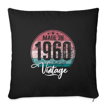 Millésime Fabriqué en 1960 Année de naissance 1960 Anniversaire - Housse de coussin décorative 45 x 45 cm - noir - Devant