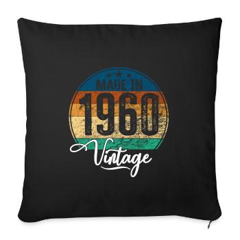 Millésime Fabriqué en 1960 Année de naissance 1960 Anniversaire - Housse de coussin décorative 45 x 45 cm - noir - Devant