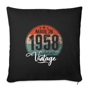 Vintage Made in 1958 Year of birth 1958 Birthday - Sofa pillowcase 17,3'' x 17,3'' (45 x 45 cm) - black - Front