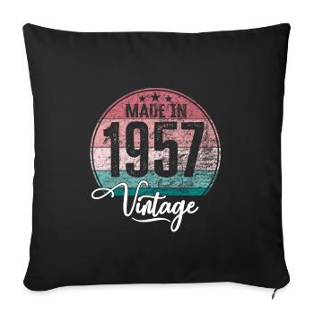Millésime Fabriqué en 1957 Année de naissance 1957 Anniversaire - Housse de coussin décorative 45 x 45 cm - noir - Devant