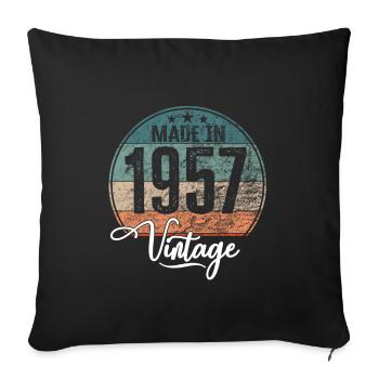 Millésime Fabriqué en 1957 Année de naissance 1957 Anniversaire - Housse de coussin décorative 45 x 45 cm - noir - Devant