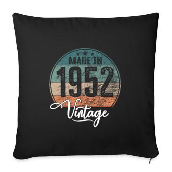 Millésime fabriqué en 1952 Année de naissance 1952 Anniversaire - Housse de coussin décorative 45 x 45 cm - noir - Devant