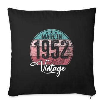 Millésime fabriqué en 1952 Année de naissance 1952 Anniversaire - Housse de coussin décorative 45 x 45 cm - noir - Devant