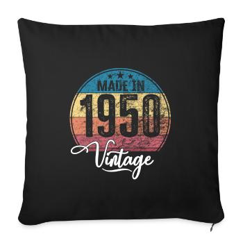 Millésime Fabriqué en 1950 Année de naissance 1950 Anniversaire - Housse de coussin décorative 45 x 45 cm - noir - Devant