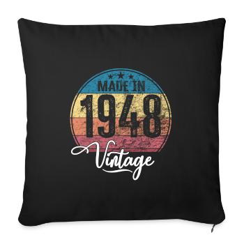 Millésime fabriqué en 1948 Année de naissance 1948 Anniversaire - Housse de coussin décorative 45 x 45 cm - noir - Devant