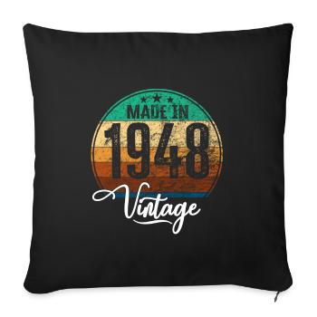 Millésime fabriqué en 1948 Année de naissance 1948 Anniversaire - Housse de coussin décorative 45 x 45 cm - noir - Devant