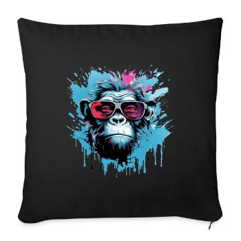 Party gorilla with sunglasses - Sofa pillowcase 17,3'' x 17,3'' (45 x 45 cm) - black - Front