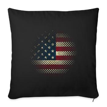 Drapeau USA Amérique Points US Stars & Stripes - Housse de coussin décorative 45 x 45 cm - noir - Devant
