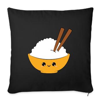 cute rice bowl, sweet rice teller, delicious, smiling - Sofa pillowcase 17,3'' x 17,3'' (45 x 45 cm) - black - Front