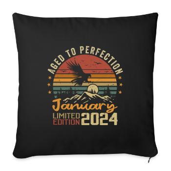 January 2024 Retro Vintage Birthday Gift - Sofa pillowcase 17,3'' x 17,3'' (45 x 45 cm) - black - Front