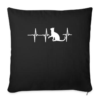 A HEART FOR CATS! - Sofa pillowcase 17,3'' x 17,3'' (45 x 45 cm) - black - Front