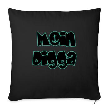 Moin Digga - Sofakissenbezug 45 x 45 cm - Schwarz - Vorne