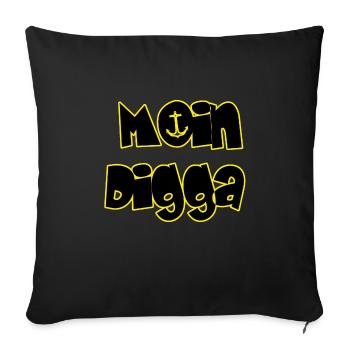 Moin Digga - Sofakissenbezug 45 x 45 cm - Schwarz - Vorne