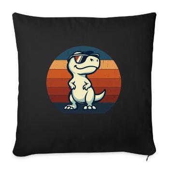 Cool dino with sunglasses retro look - Sofa pillowcase 17,3'' x 17,3'' (45 x 45 cm) - black - Front