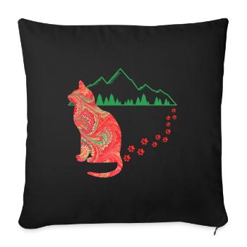 katze mit spuren e 91 - Sofakissenbezug 45 x 45 cm - Schwarz - Vorne