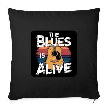 The Blues Lives Un design de blues vintage pour les fans de blues - Housse de coussin décorative 45 x 45 cm - noir - Devant