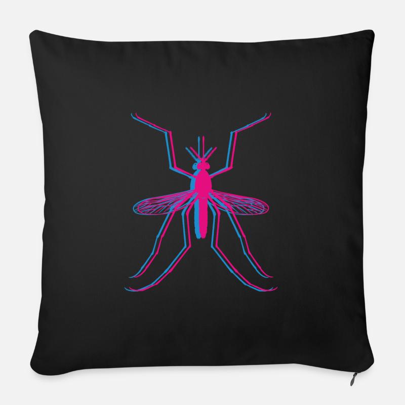 Mücke 3D Optik - Sofakissenbezug 45 x 45 cm - Schwarz