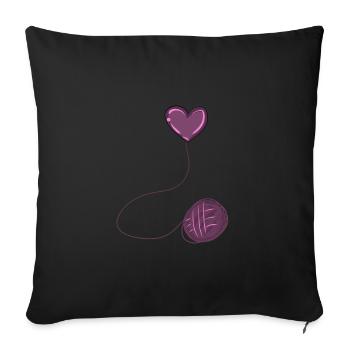 heart pink symbol wool thread line - Sofa pillowcase 17,3'' x 17,3'' (45 x 45 cm) - black - Front