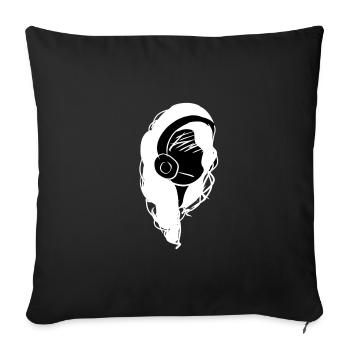 casque musique tête triste - Housse de coussin décorative 45 x 45 cm - noir - Devant