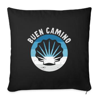 Buen Camino de Santiago de Compostela Jakobsweg - Housse de coussin décorative 45 x 45 cm - noir - Devant