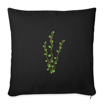 Symbole de la plante Nature Branches Feuilles - Housse de coussin décorative 45 x 45 cm - noir - Devant
