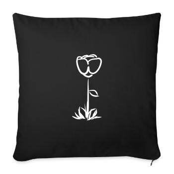 Symbole de la plante à fleurs - Housse de coussin décorative 45 x 45 cm - noir - Devant