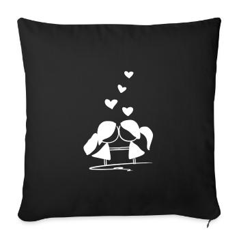 amoureux cœurs lesbiennes symbole lgbt - Housse de coussin décorative 45 x 45 cm - noir - Devant