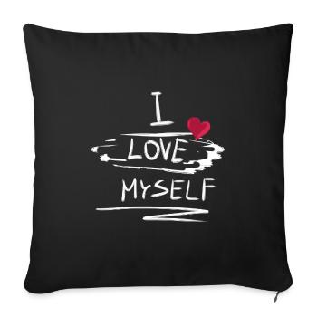 selbstliebe herz text muster ich liebe mich stolzs - Sofakissenbezug 45 x 45 cm - Schwarz - Vorne