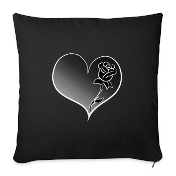 Rose Flower Heart Symbol Gray Shape - Sofa pillowcase 17,3'' x 17,3'' (45 x 45 cm) - black - Front