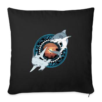 Hammerhead Great White Shark Hawaiian - Sofa pillowcase 17,3'' x 17,3'' (45 x 45 cm) - black - Front