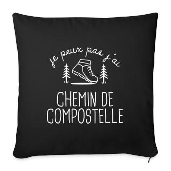 Randonnée Compostelle GR65 randonneur marcher - Housse de coussin décorative 45 x 45 cm - noir - Devant