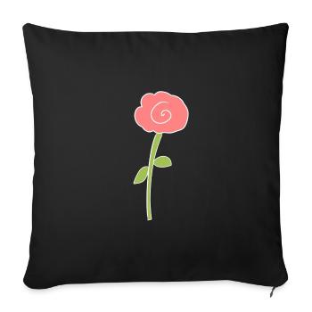 plante, fleur, rose, symbole, rose - Housse de coussin décorative 45 x 45 cm - noir - Devant