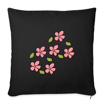 Motif De Fleur Plante Symbole Nature Feuille - Housse de coussin décorative 45 x 45 cm - noir - Devant