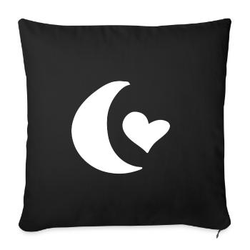 moon symbol shape love heart - Sofa pillowcase 17,3'' x 17,3'' (45 x 45 cm) - black - Front