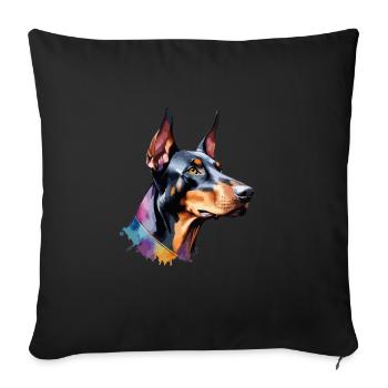 Dobermann Chien Cool Coloré Grand - Housse de coussin décorative 45 x 45 cm - noir - Devant