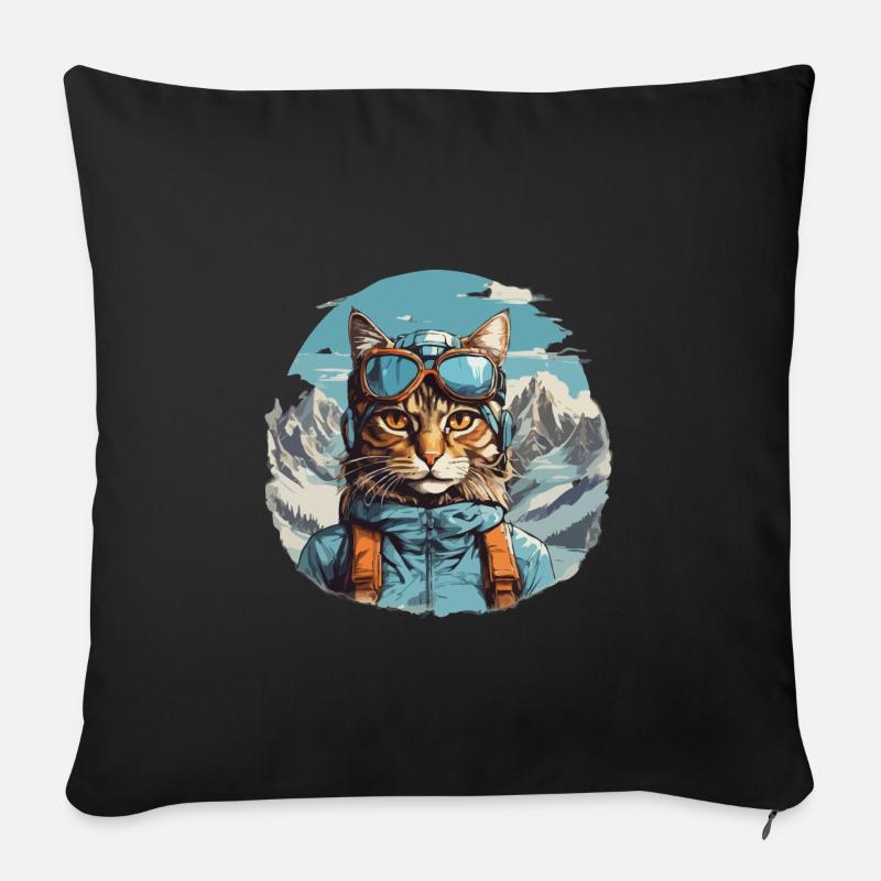 Dessin animé de chat à Bergen Cool - Housse de coussin décorative 45 x 45 cm - noir