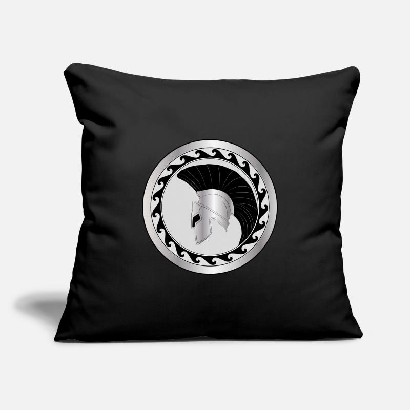 elmo greco e scudo, troiano, argento-nero Housse de coussin décorative 45 x 45 cm