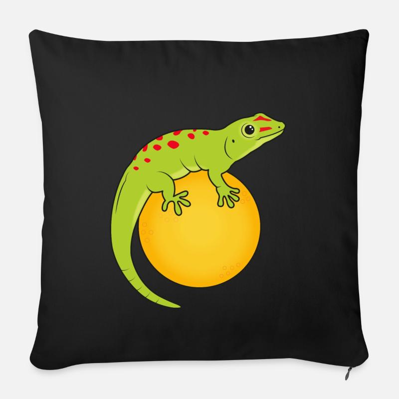 Gecko and orange - Sofa pillowcase 17,3'' x 17,3'' (45 x 45 cm) - black