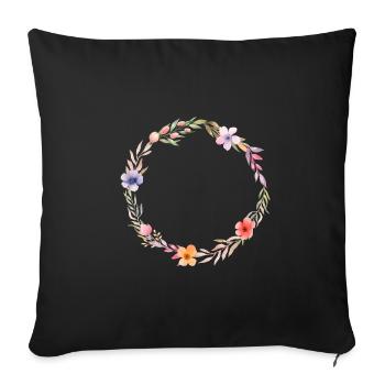 Customisable floral wreath, colourful - Sofa pillowcase 17,3'' x 17,3'' (45 x 45 cm) - black - Front