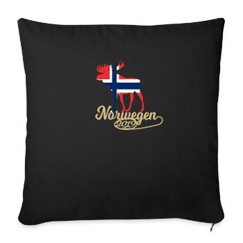 Eligard Norvège drapeau de vacances cadeau 2019 - Housse de coussin décorative 45 x 45 cm - noir - Devant