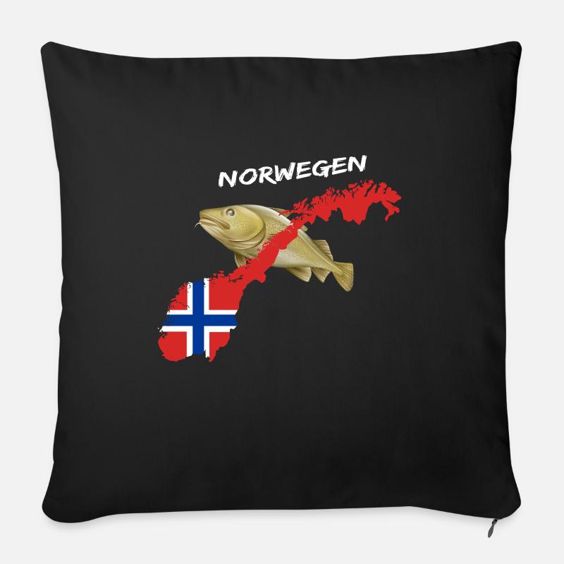 norwegen dorsch karte Dorschjäger Geschenk - Sofakissenbezug 45 x 45 cm - Schwarz